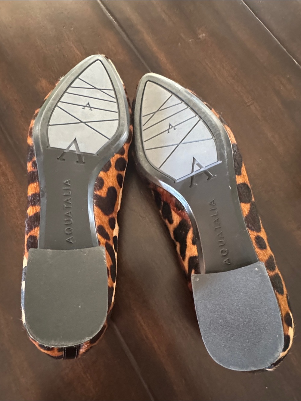 Aquatalia Penina Calf Hair & Patent Leather Flats. Toe Black Leopard. Size 8.5 - Picture 5 of 7